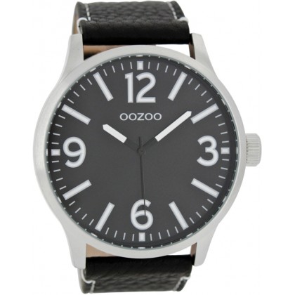 OOZOO Timepieces 50mm Black Leather Strap C7404